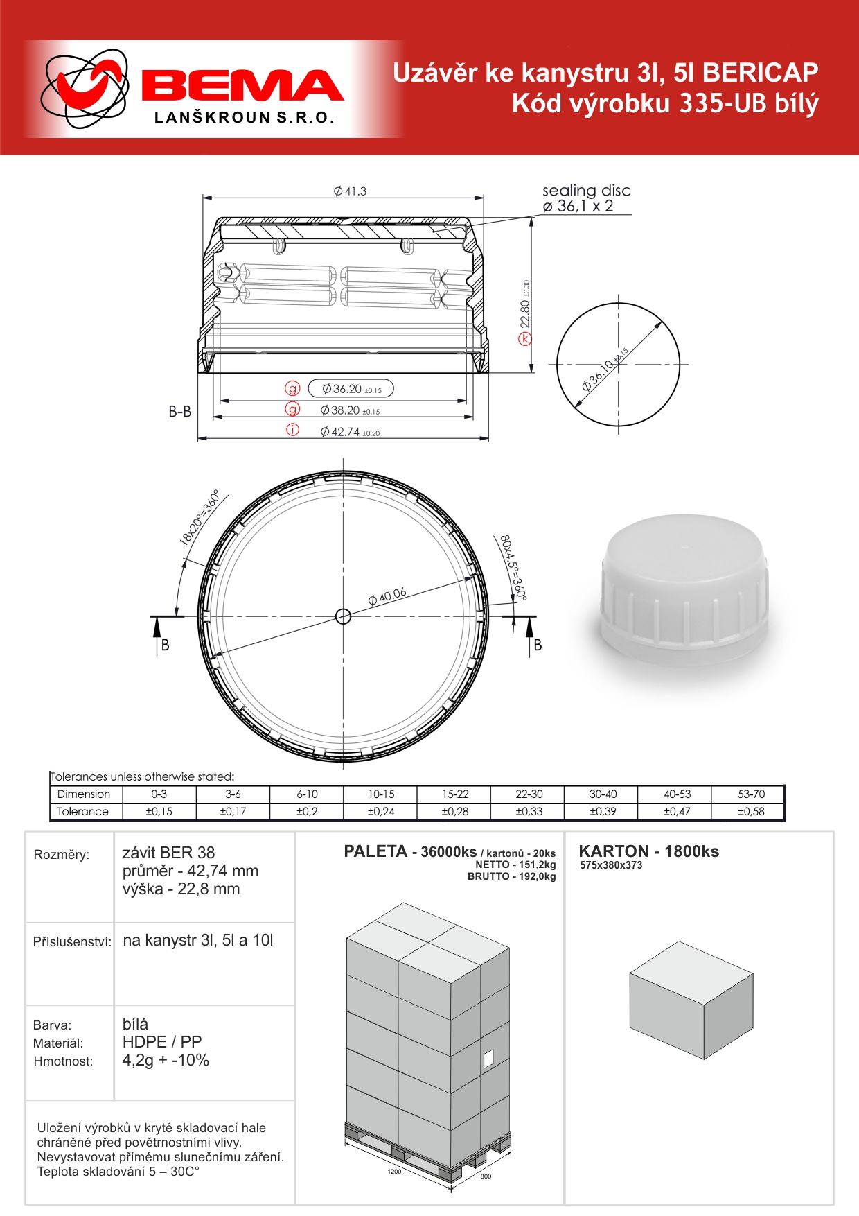 335-U uzaver 5l BERICAP bílý 23-1-2026